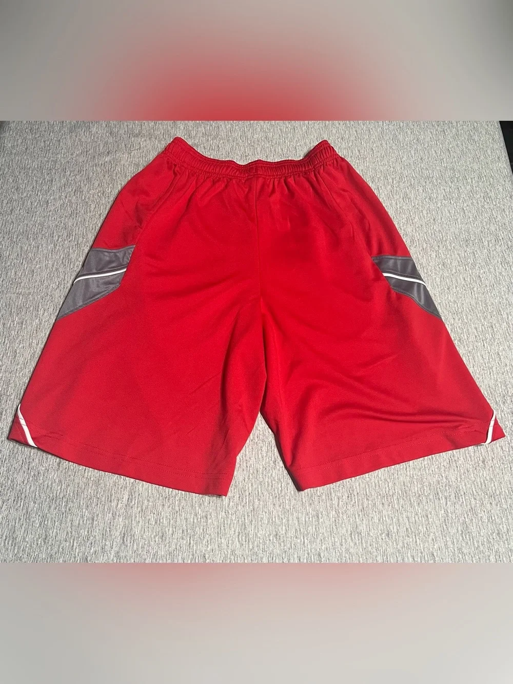NC State Wolfpack Men's Athletic Red Basketball Shorts with Gray Panels